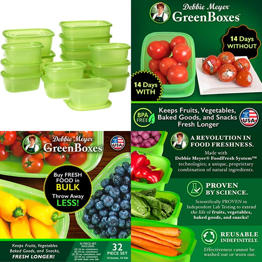 Food Storage Vegetables - UltraLite GreenBox Reusable Plastic Airtight Food
