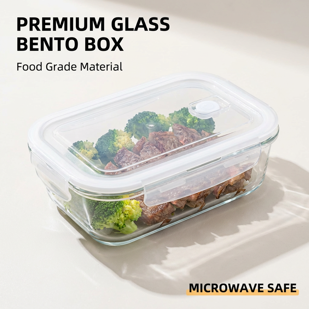 Food Storage Glass Box - White Glass Bento Box,High Borosilicate Food
