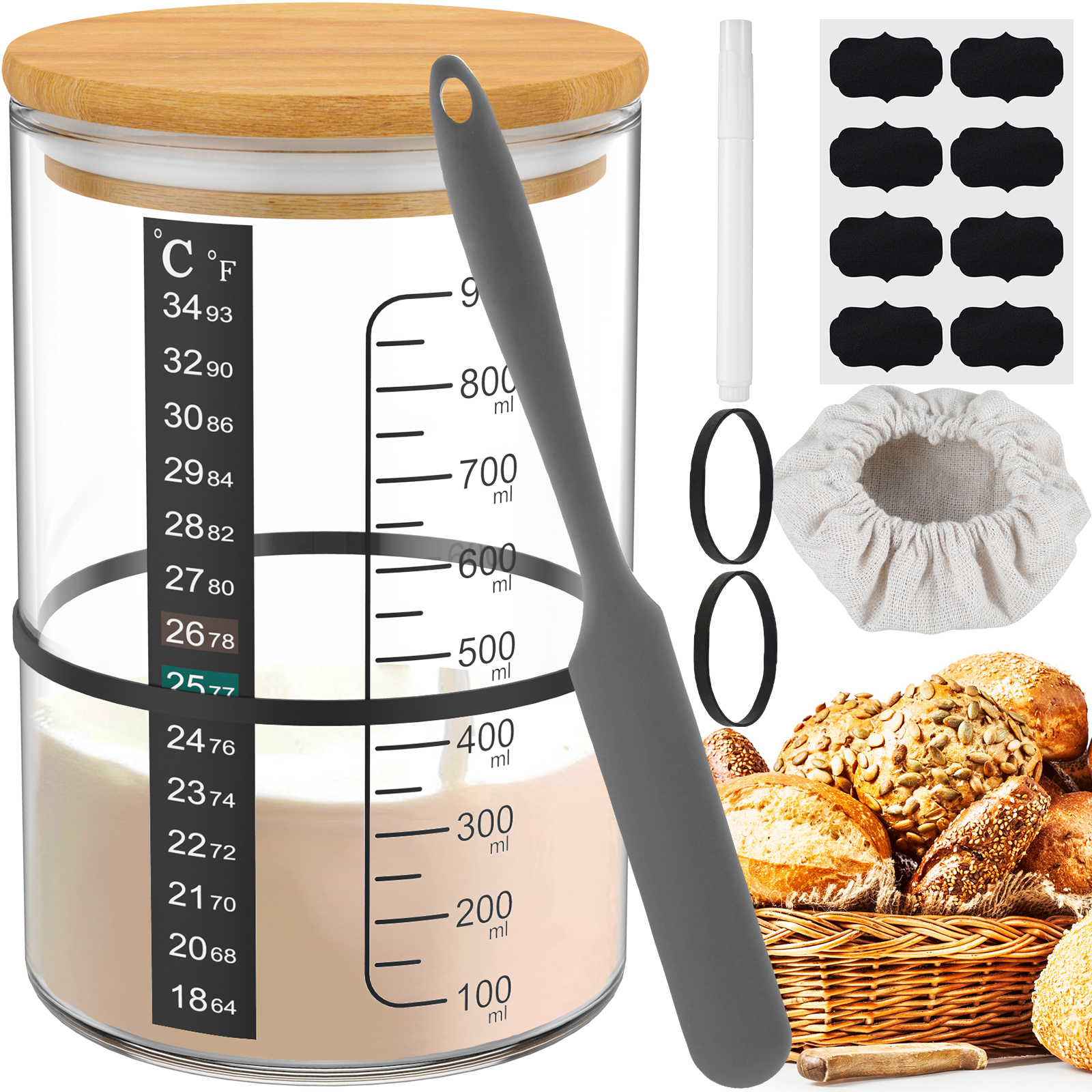 Food Storage Glass Box - Sourdough Starter Jar Kit Sourdough Starter
