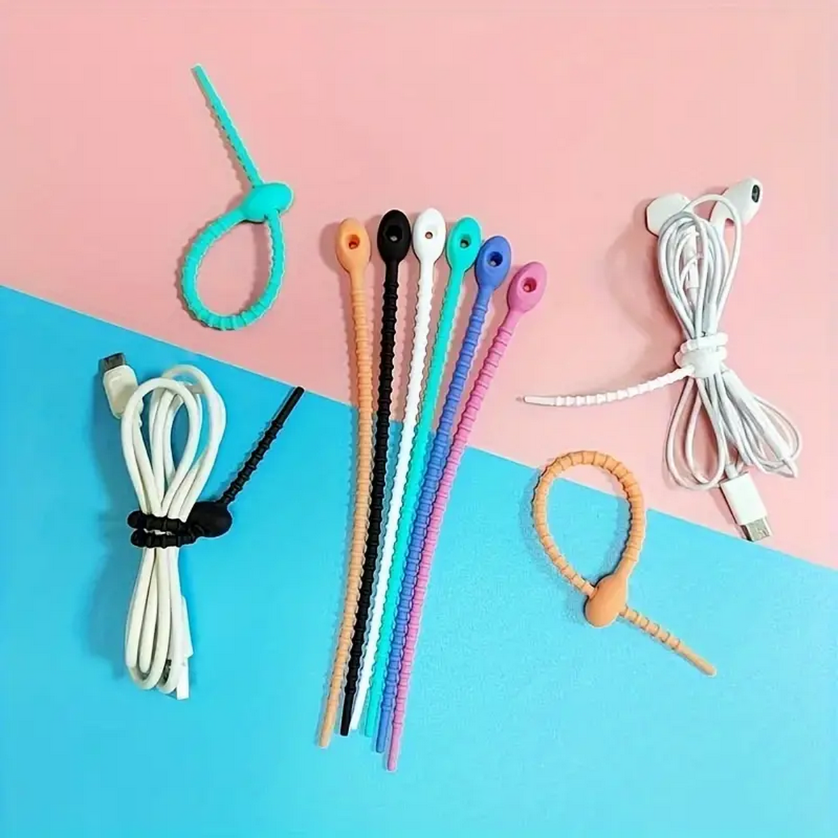 Food Storage Roll Bags - Silicone Reusable Cable Wire Organizer, Storage