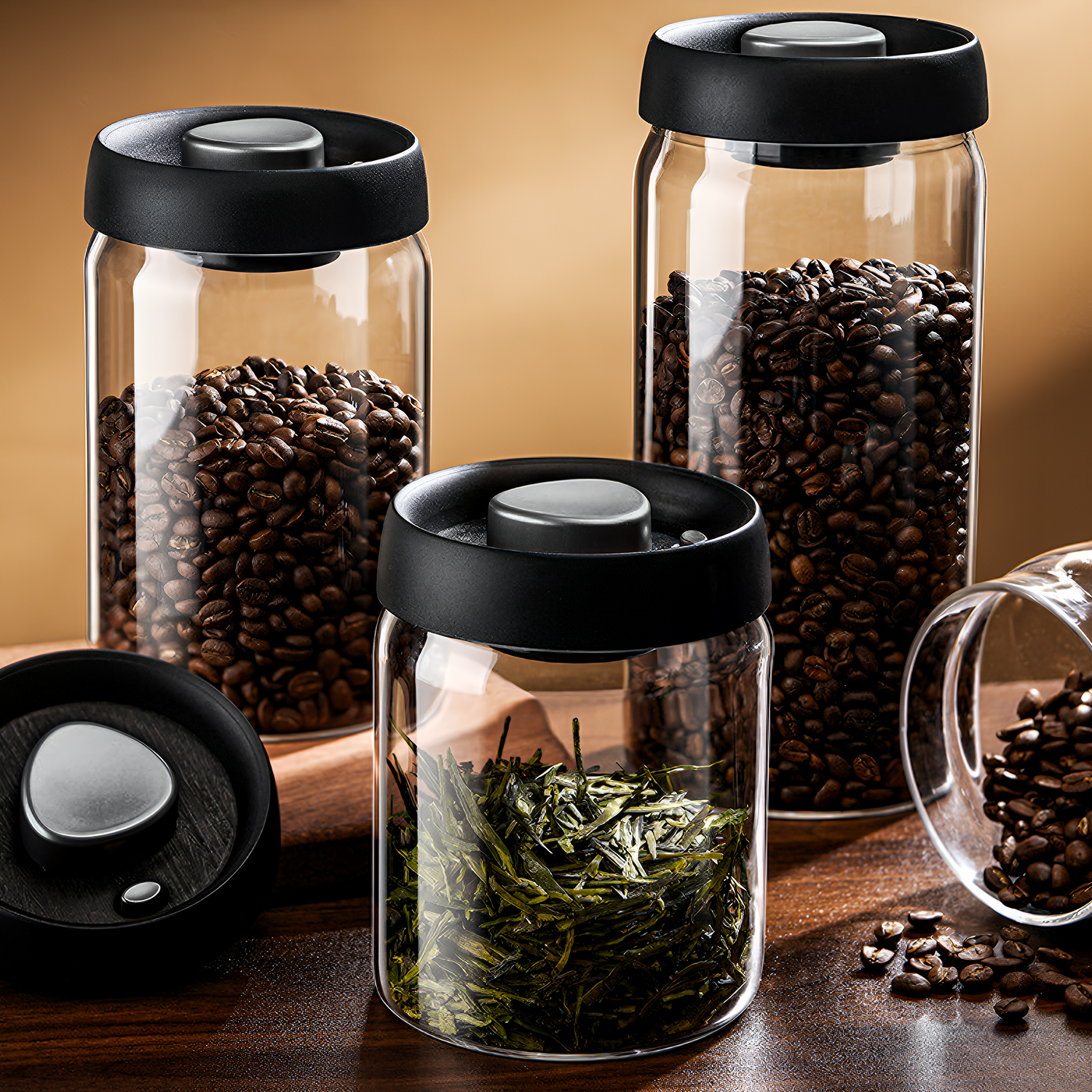 Food Storage Glass Box - OANKR Vacuum Coffee Canister 500ml 900ml
