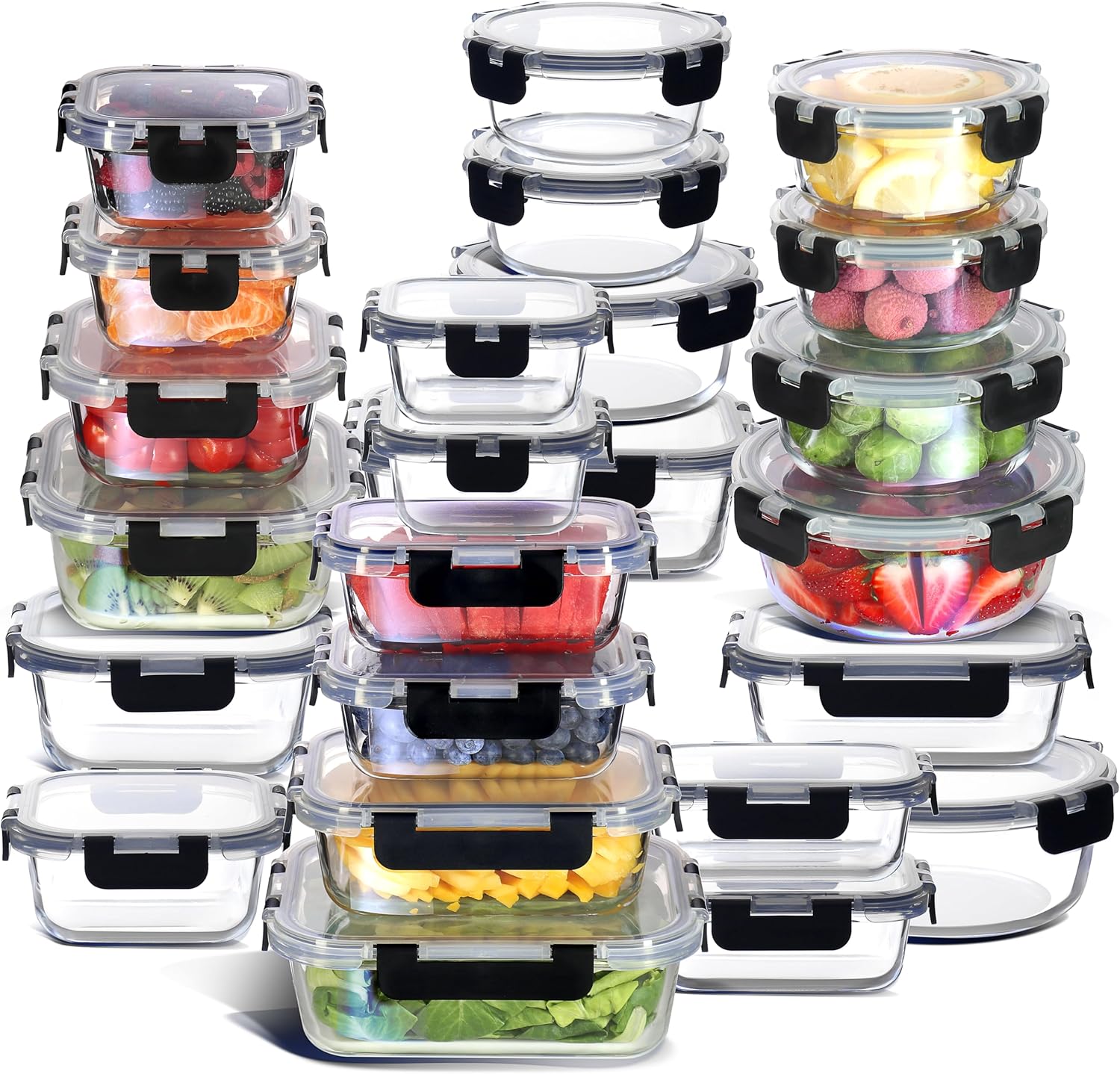 Food Storage Freezer Containers - 48-Piece Glass Food Storage Containers with