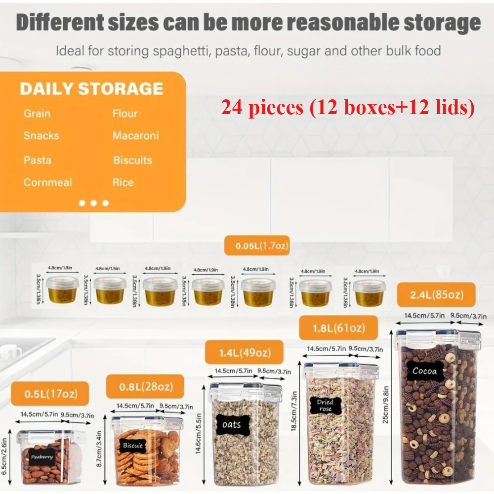24Pcs Food Storage Containers  - Food Storage Method reseña y precio