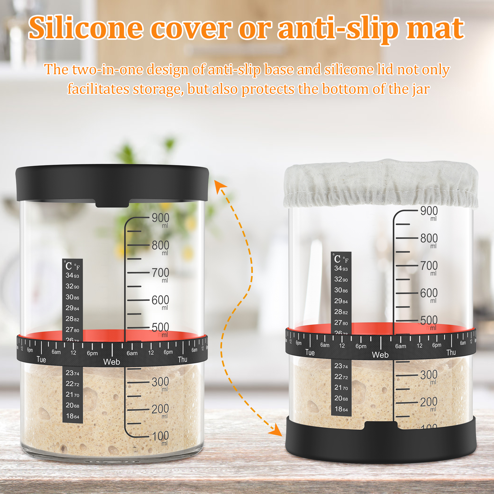 Sourdough Starter Jar 900ml St - Food Storage Glass Box reseña y precio