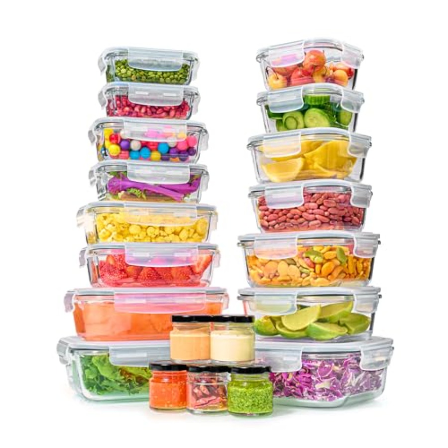 40pc Set Glass Food Storage Co - Food Storage Glass Box reseña y precio