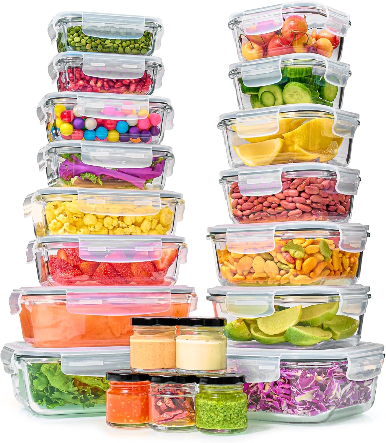 40pc Glass Food Storage Contai - Food Storage Freezer Containers reseña y precio