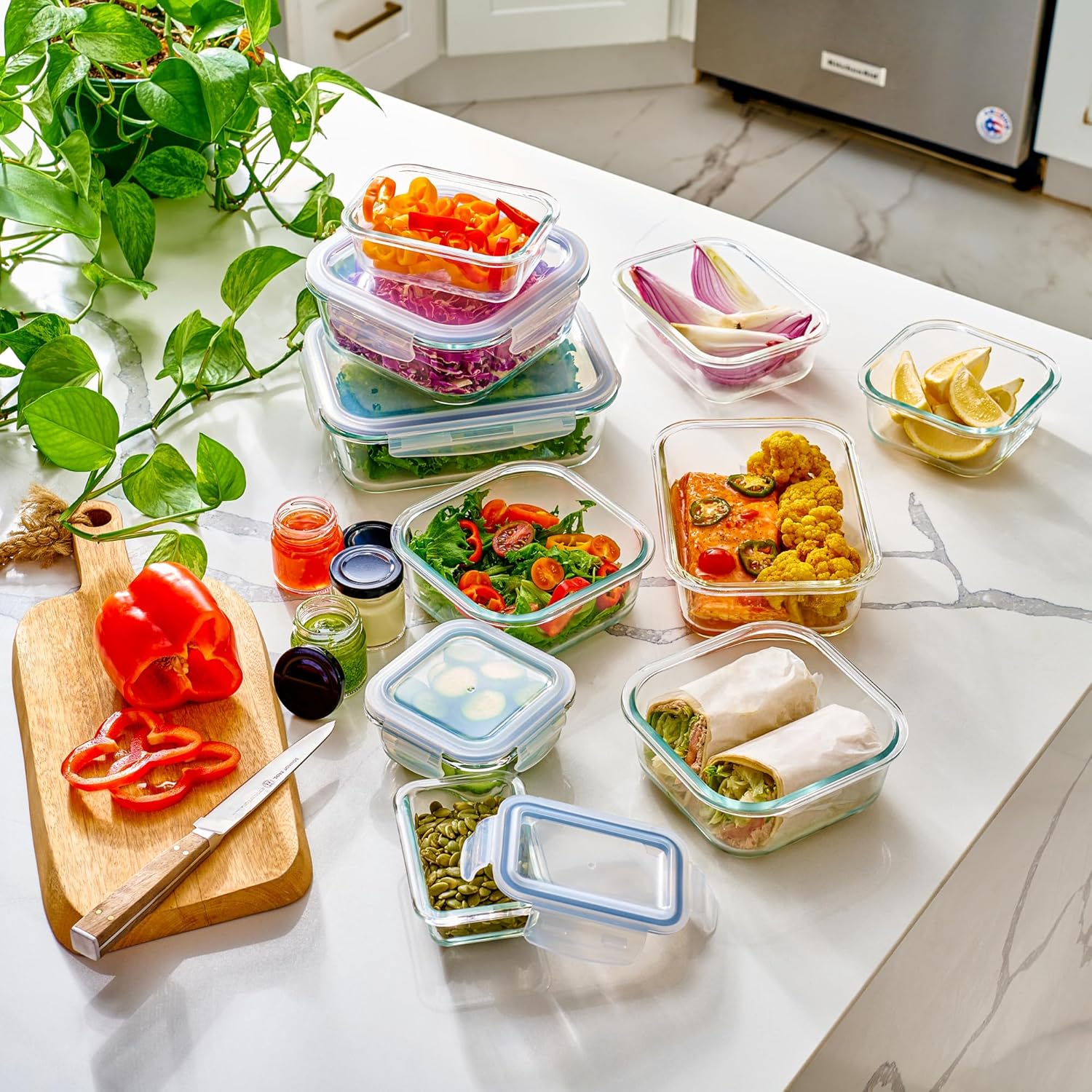 40pc Glass Food Storage Contai - Food Storage Freezer Containers reseña y precio