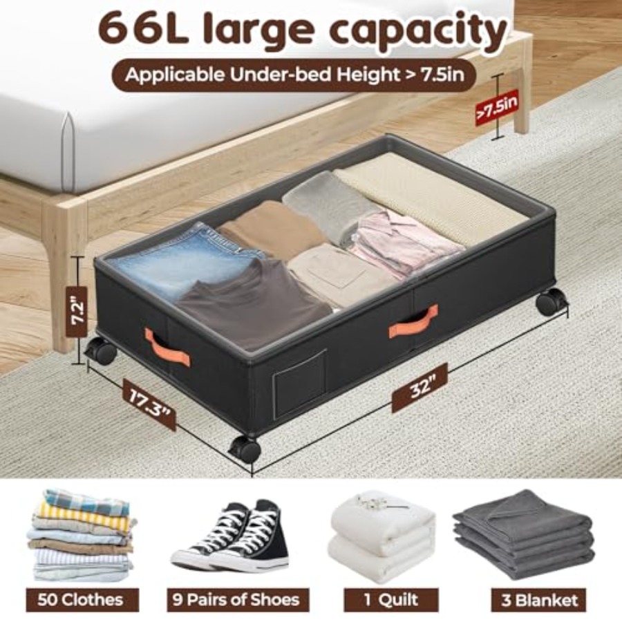 2026Under Bed Storage with Whe - Food Storage Under Bed reseña y precio