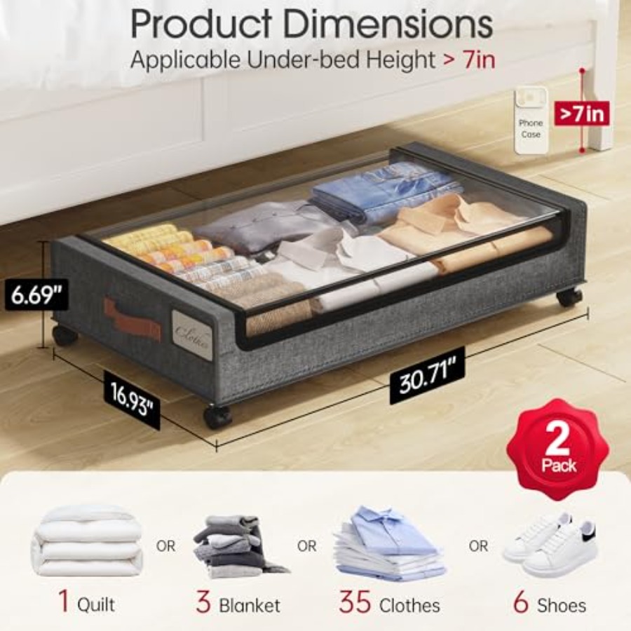 2026Under Bed Storage with Whe - Food Storage Under Bed reseña y precio