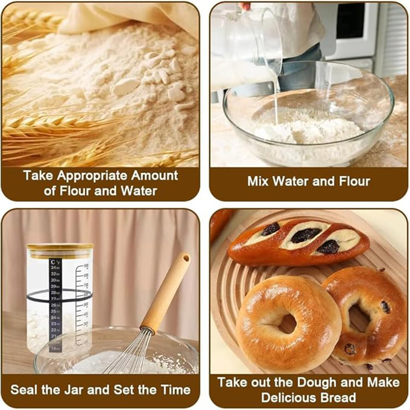 Sourdough Starter Jar Kit Sour - Food Storage Glass Box reseña y precio
