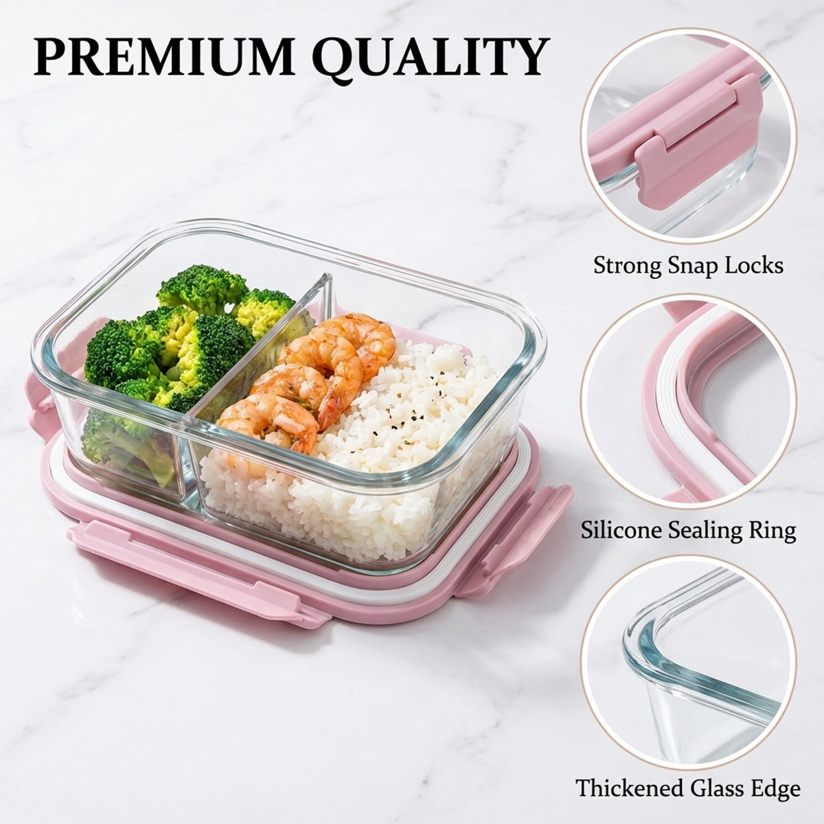 Pink Glass Lunch Box, 1050ml L - Lock And Lock Food Storage reseña y precio