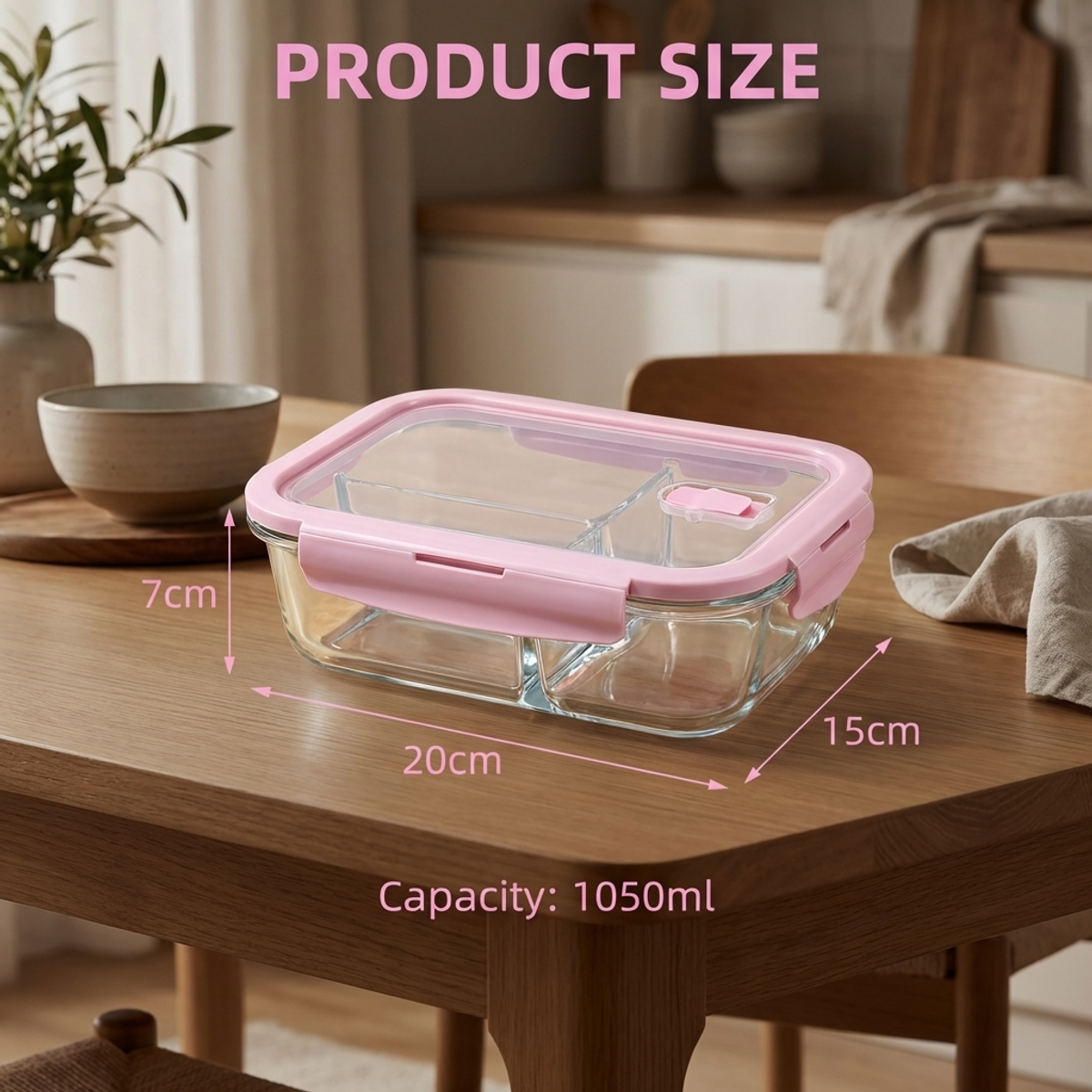 Pink Glass Lunch Box, 1050ml L - Lock And Lock Food Storage reseña y precio