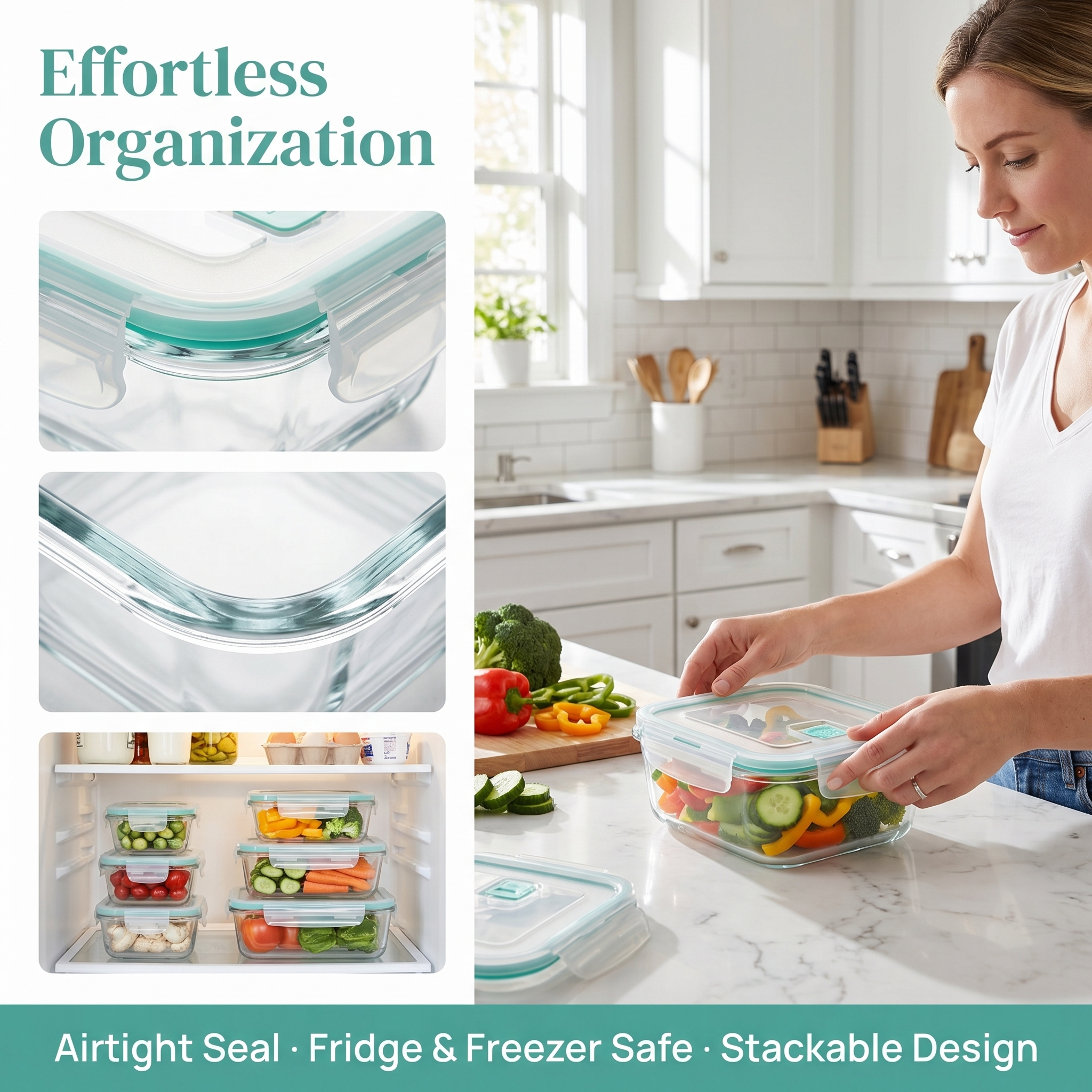 A set of 8 food storage contai - Food Storage Glass Box reseña y precio