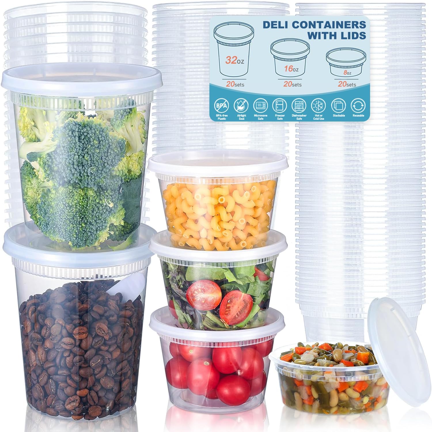 24pcs Deli Food Storage Contai - Food Storage Freezer Containers reseña y precio