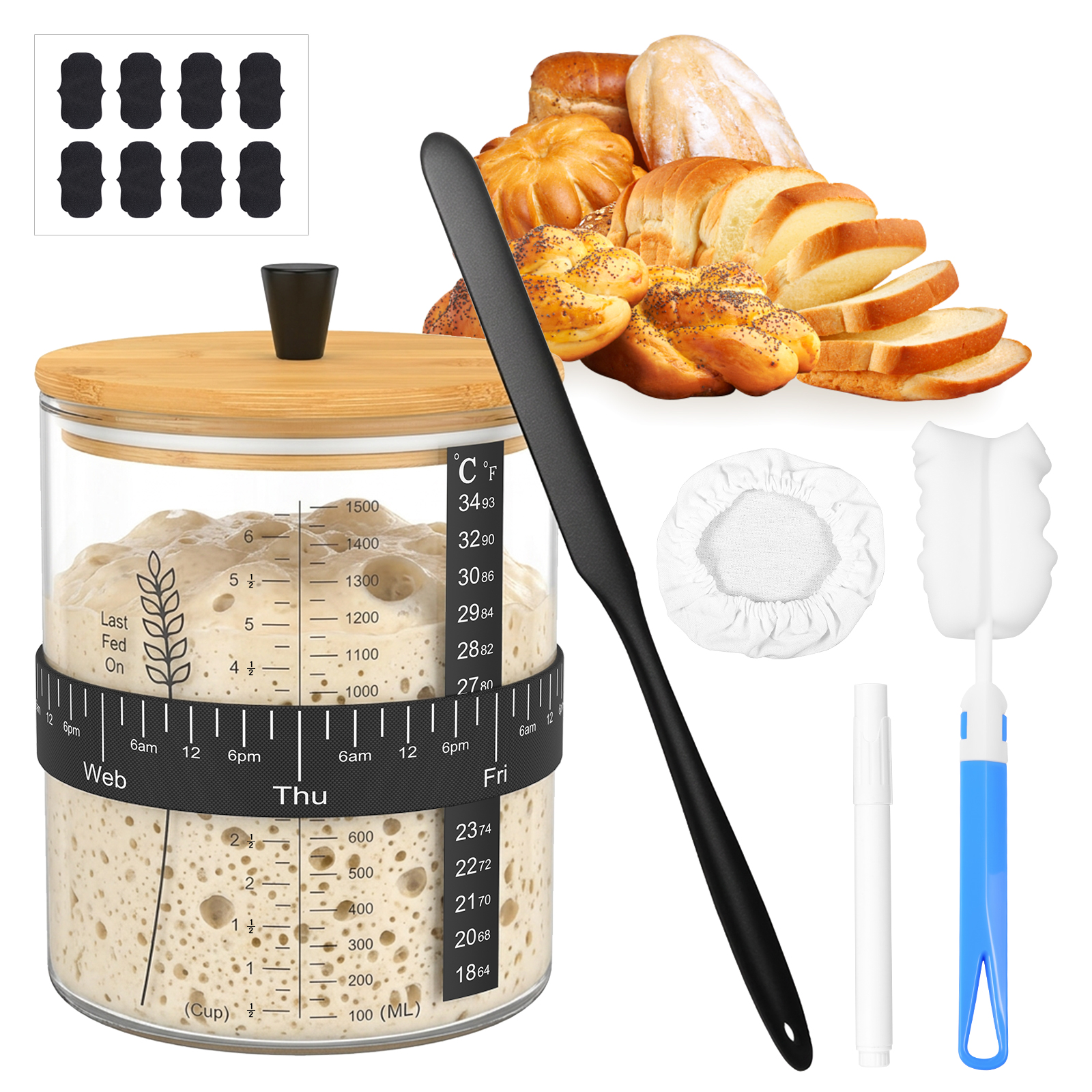1500/900ml Sourdough Starter J - Food Storage Glass Box reseña y precio