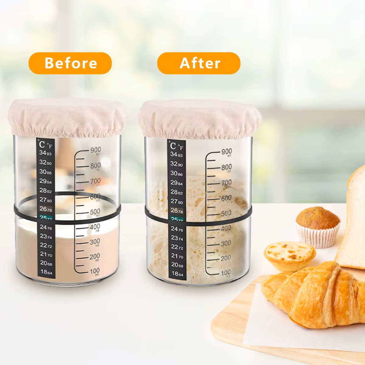 1500/900ml Sourdough Starter J - Food Storage Glass Box reseña y precio