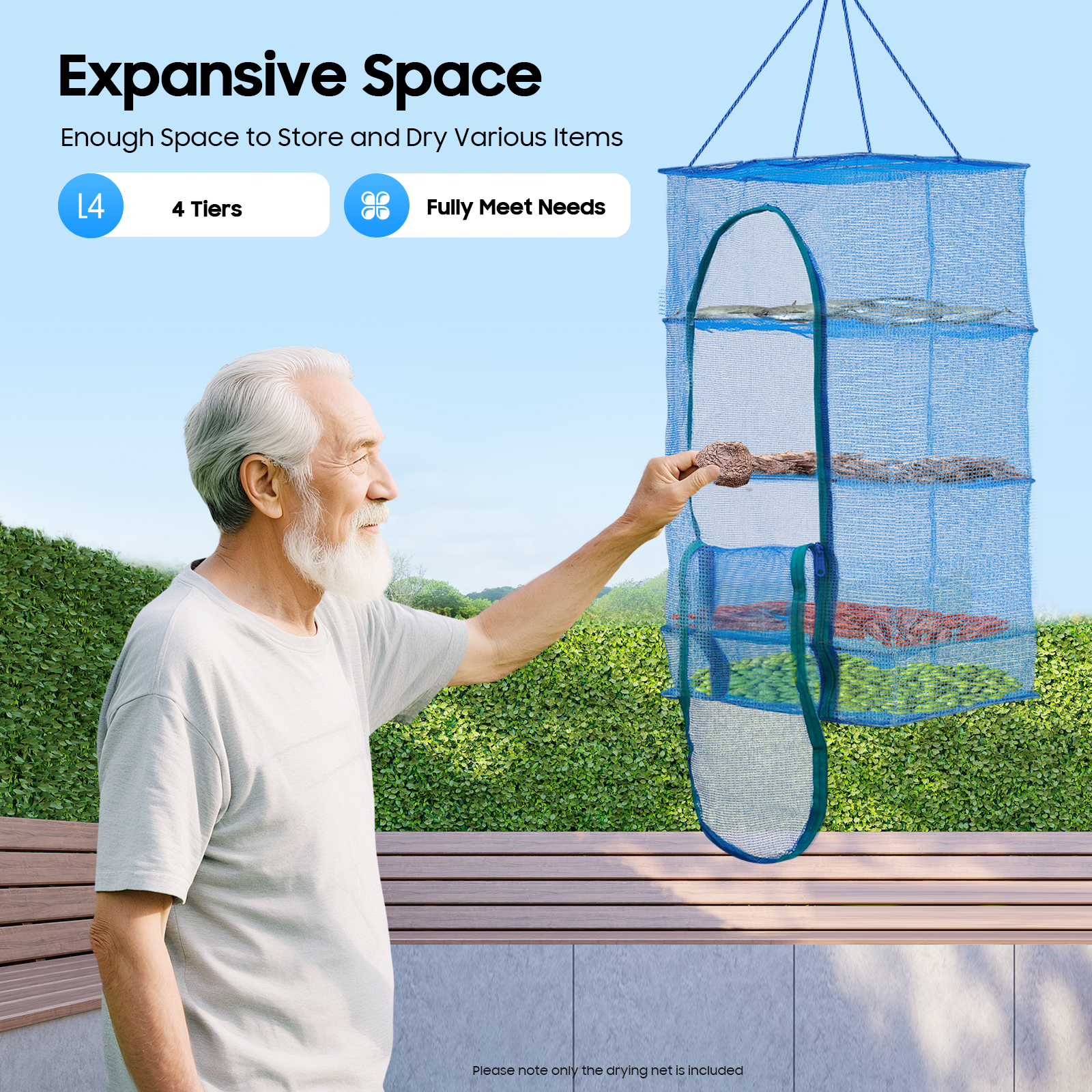 4-Tier Hanging Drying Net Rack - Food Storage Rack reseña y precio