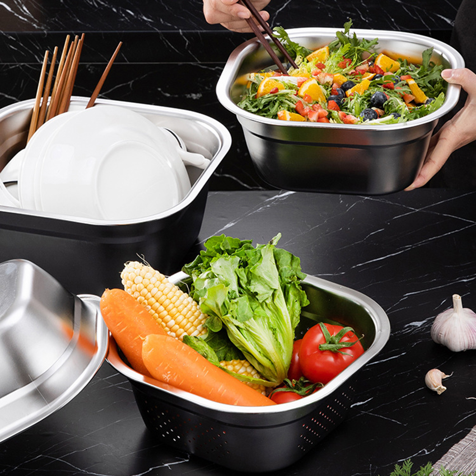 Stainless Steel Square Basin V - Food Storage For Room reseña y precio