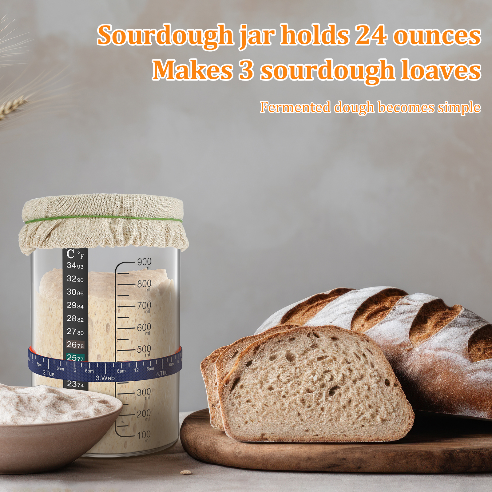Sourdough Starter Jar Kit 900m - Food Storage Glass Box reseña y precio