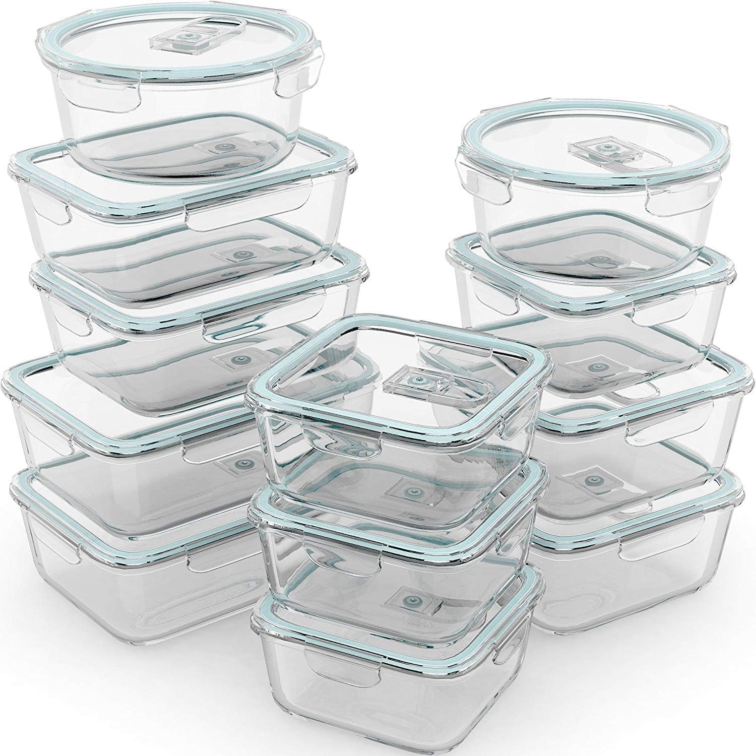24 Pc Airtight Glass Food Stor - Food Storage Freezer Containers reseña y precio