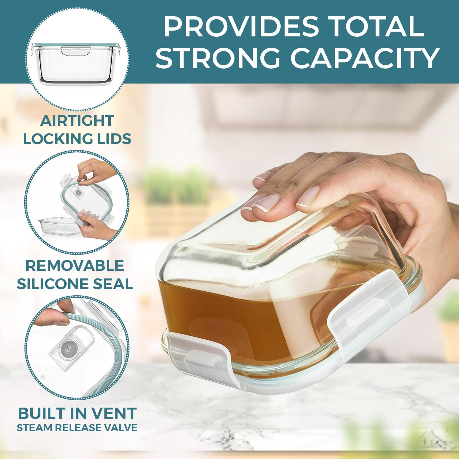 24 Pc Airtight Glass Food Stor - Food Storage Freezer Containers reseña y precio