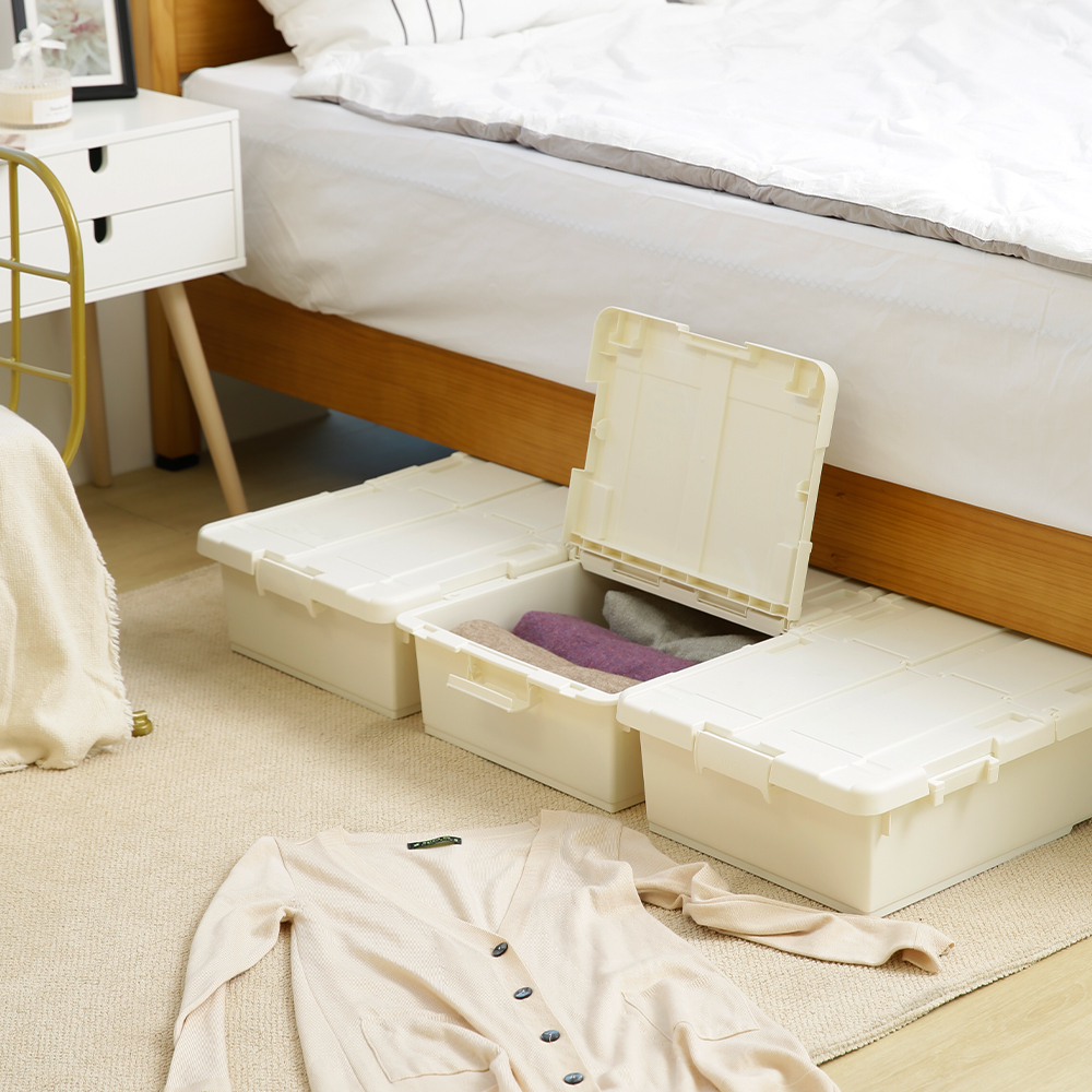 3 Ivory Underbed Storage Conta - Food Storage Under Bed reseña y precio