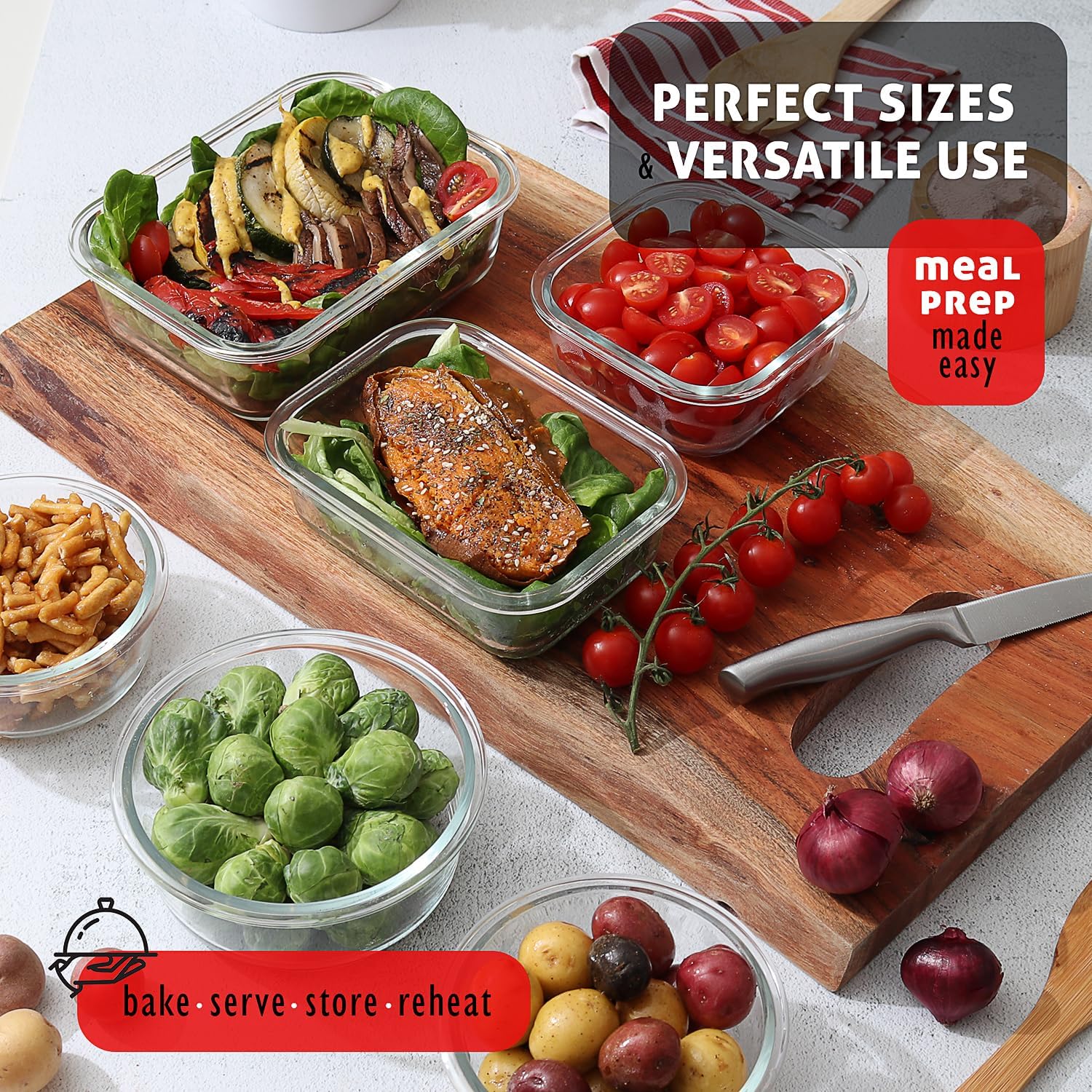 48-Piece Glass Food Storage Co - Food Storage Freezer Containers reseña y precio