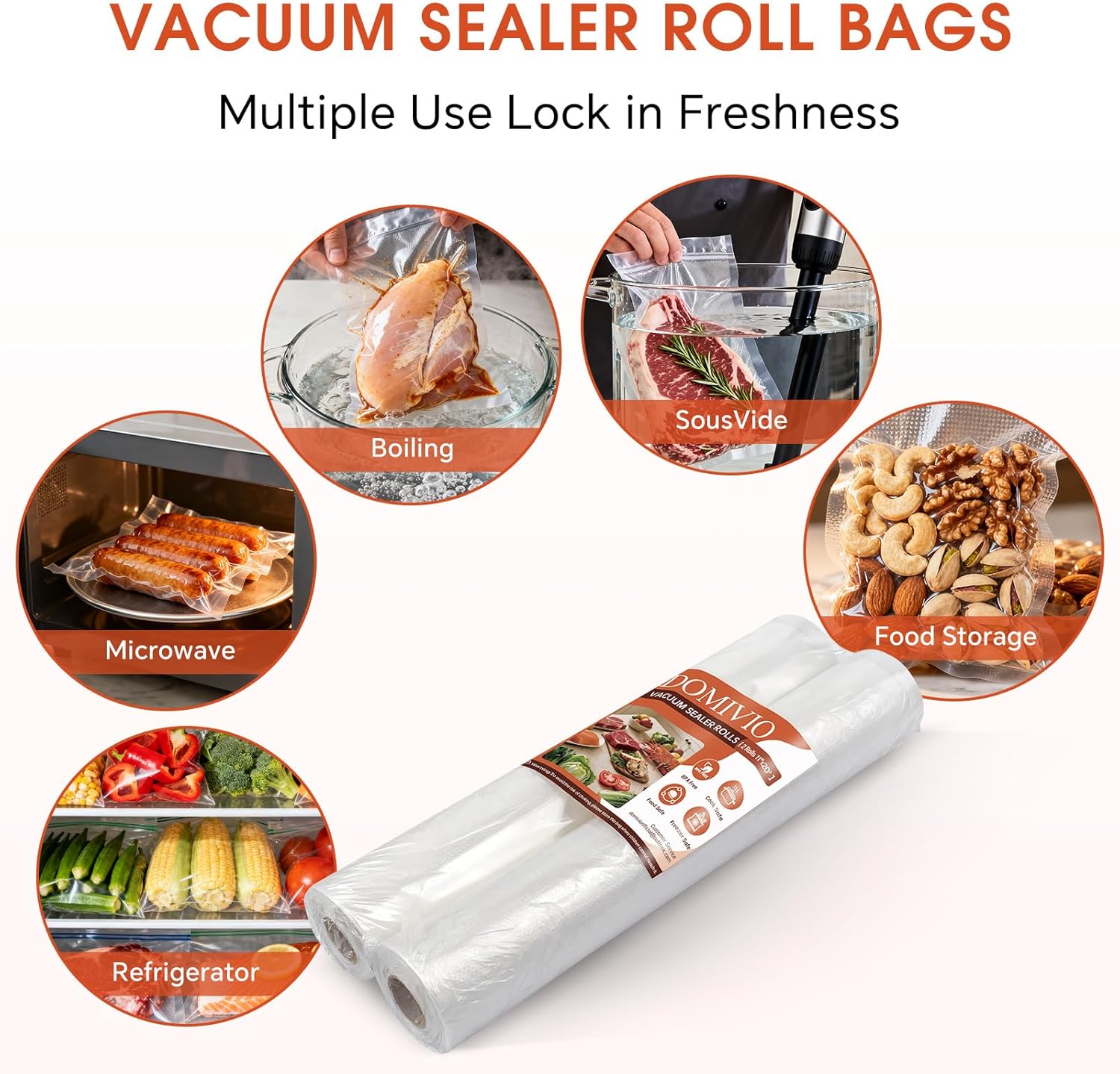 2-Pack Vacuum Sealer Rolls, 11 - Food Storage Roll Bags reseña y precio
