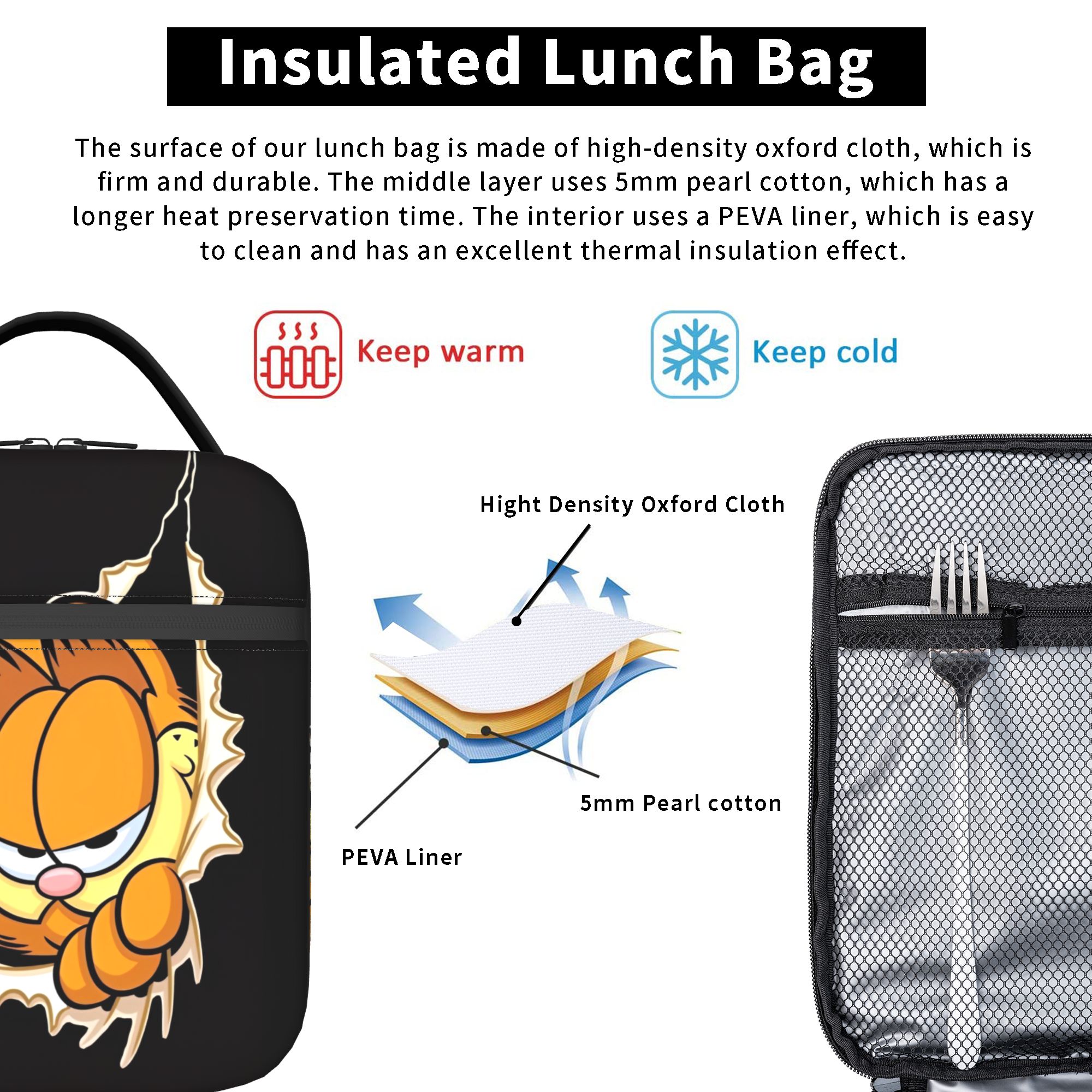 Garfielded Insulated Lunch Bag - Food Storage Roll Bags reseña y precio