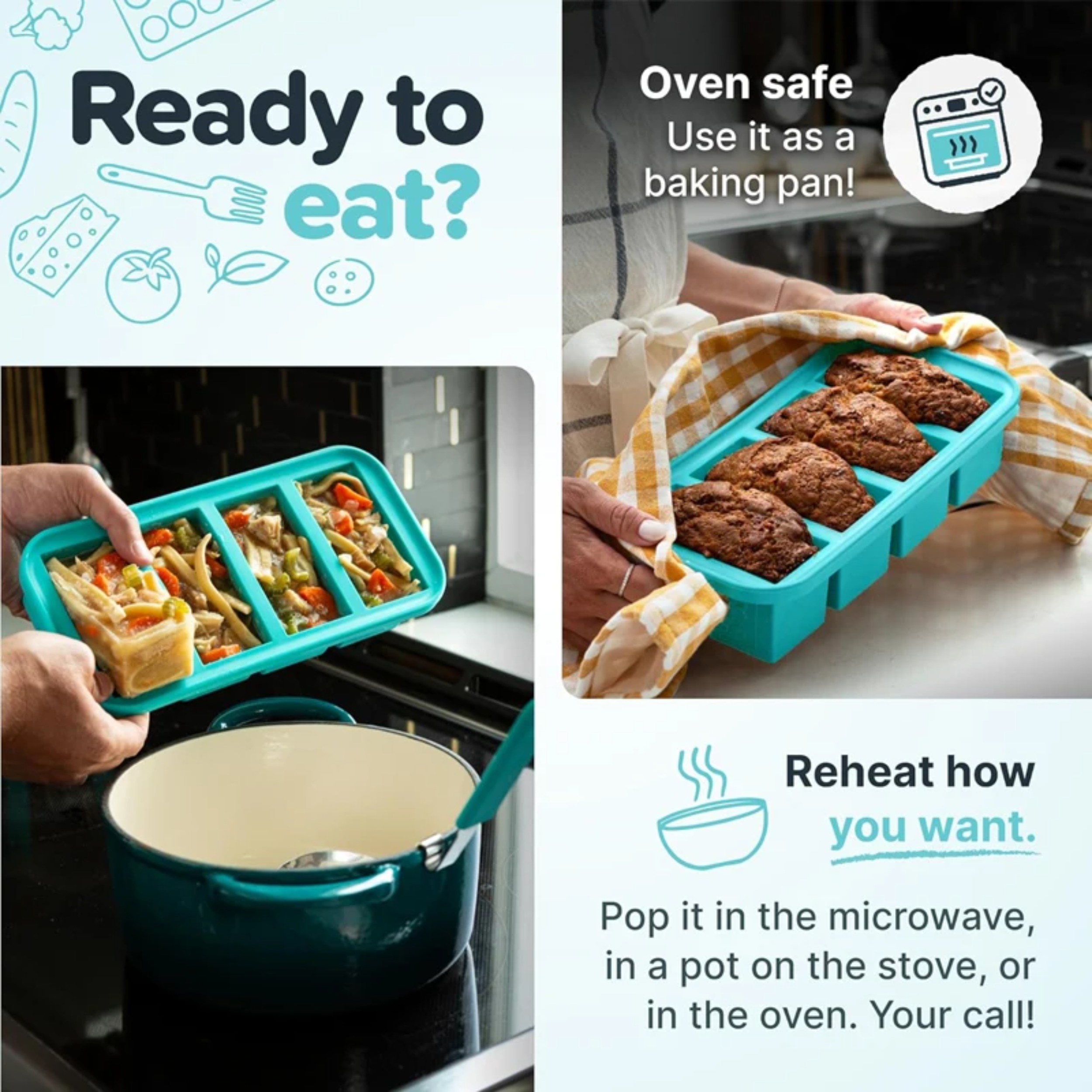 1PC 2/4/6Grid Silicone Freezer - Food Storage Method reseña y precio