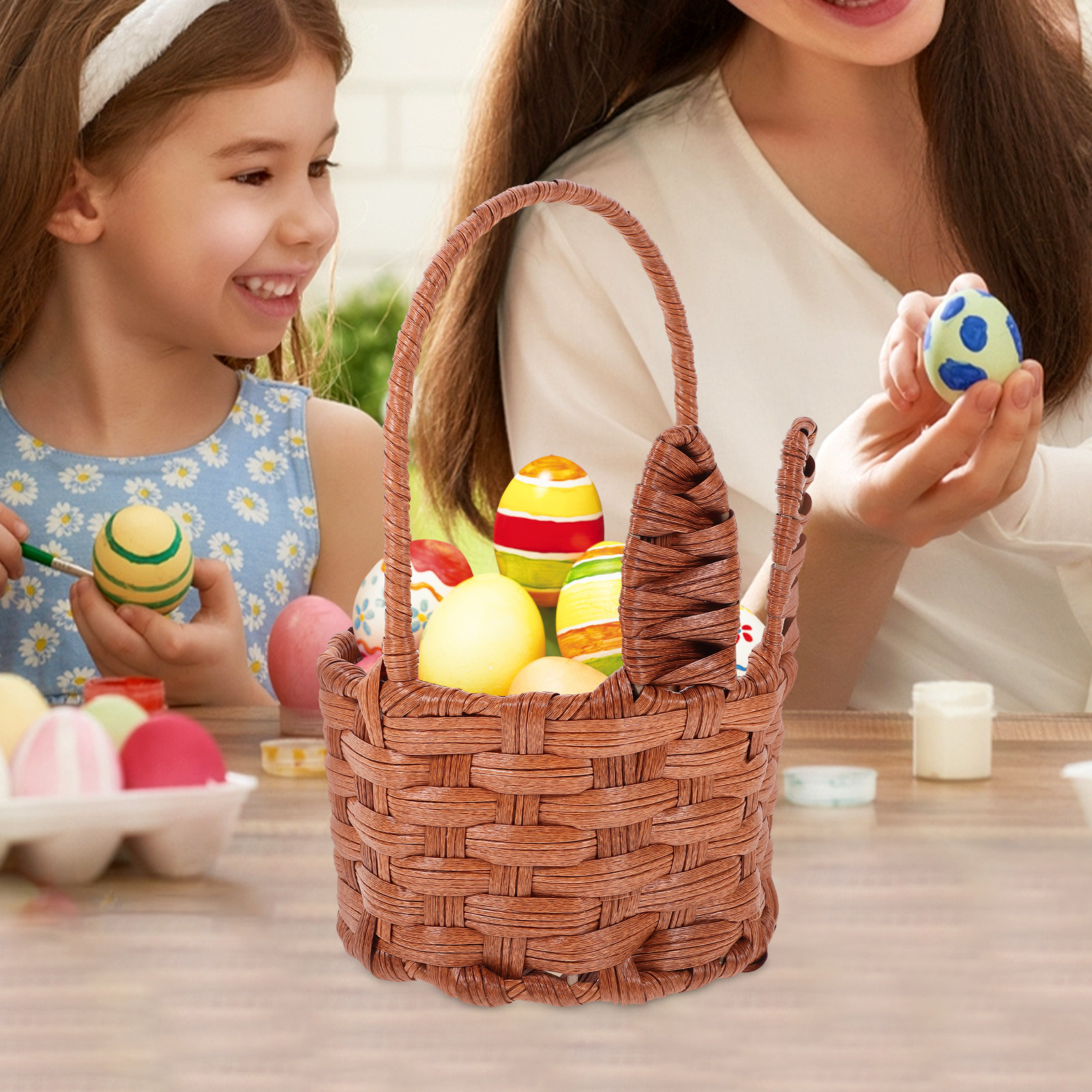 Easter Woven Bunny Ear Basket  - Egg Storage Holder reseña y precio