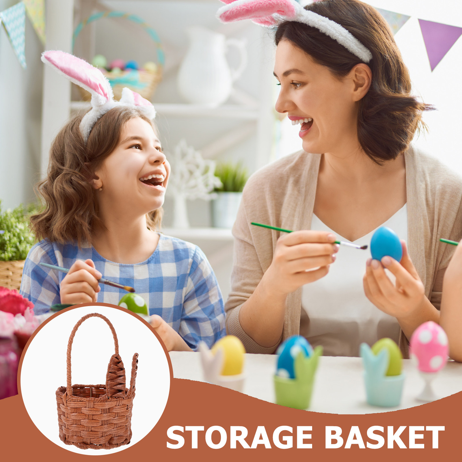 Easter Woven Bunny Ear Basket  - Egg Storage Holder reseña y precio