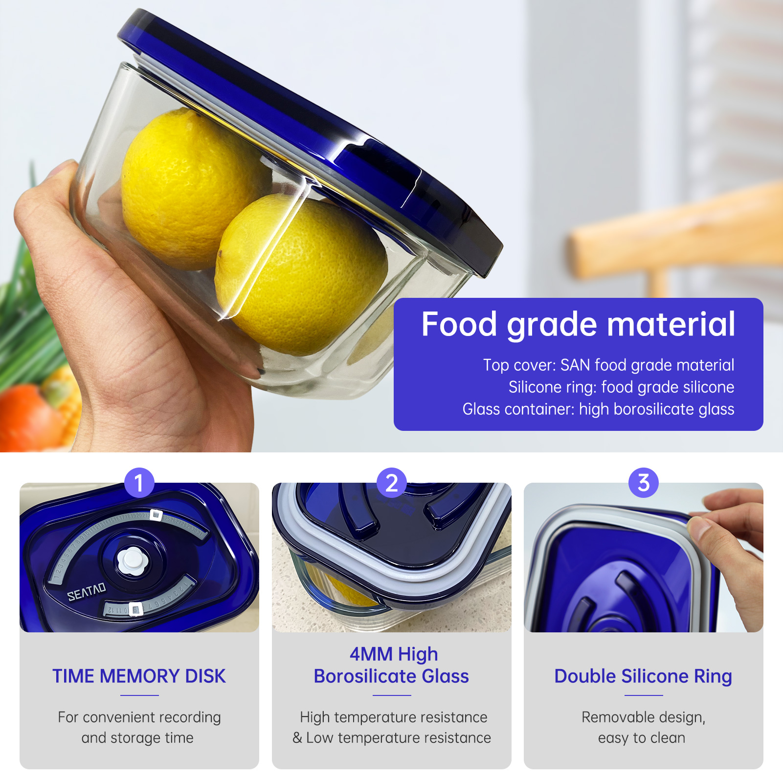SEATAO Glass Food Storage Cont - Food Storage Glass Box reseña y precio
