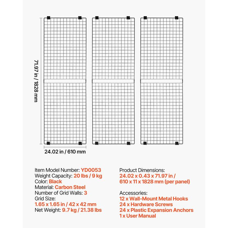 3 Packs Grid Wall Panels, 2 x  - Food Storage Rack reseña y precio