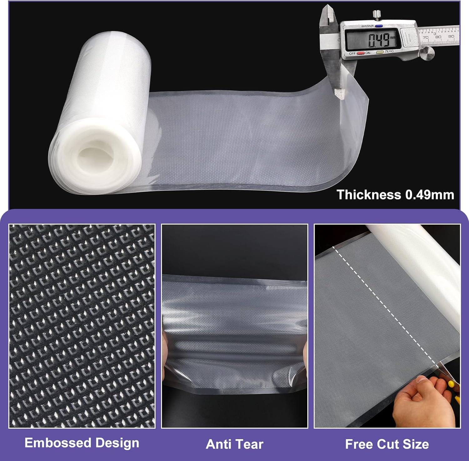 Food Vacuum Sealer Rolls, 6 Pa - Food Storage Roll Bags reseña y precio