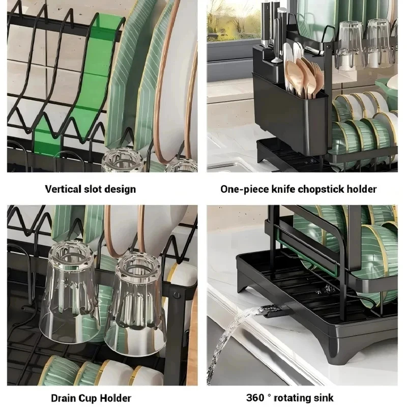Premium Large Dish Drying Rack - Food Storage Rack reseña y precio
