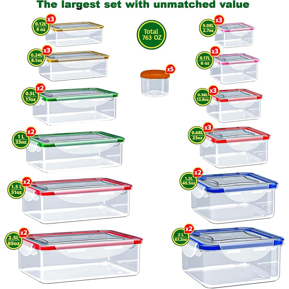 70 Pcs Large Food Storage Cont - Food Storage Containers Plastic Box reseña y precio