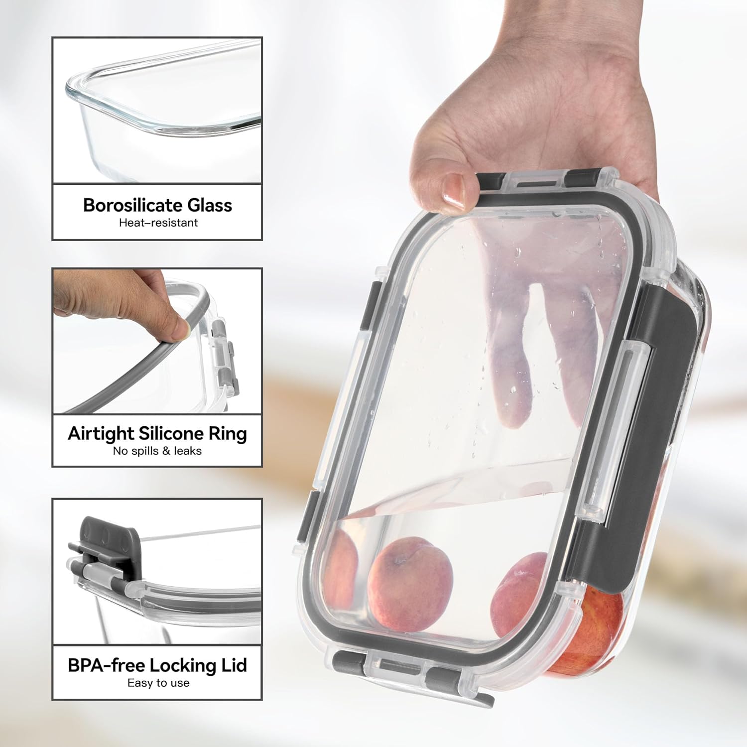 Glass Food Storage Containers, - Food Storage Glass Box reseña y precio